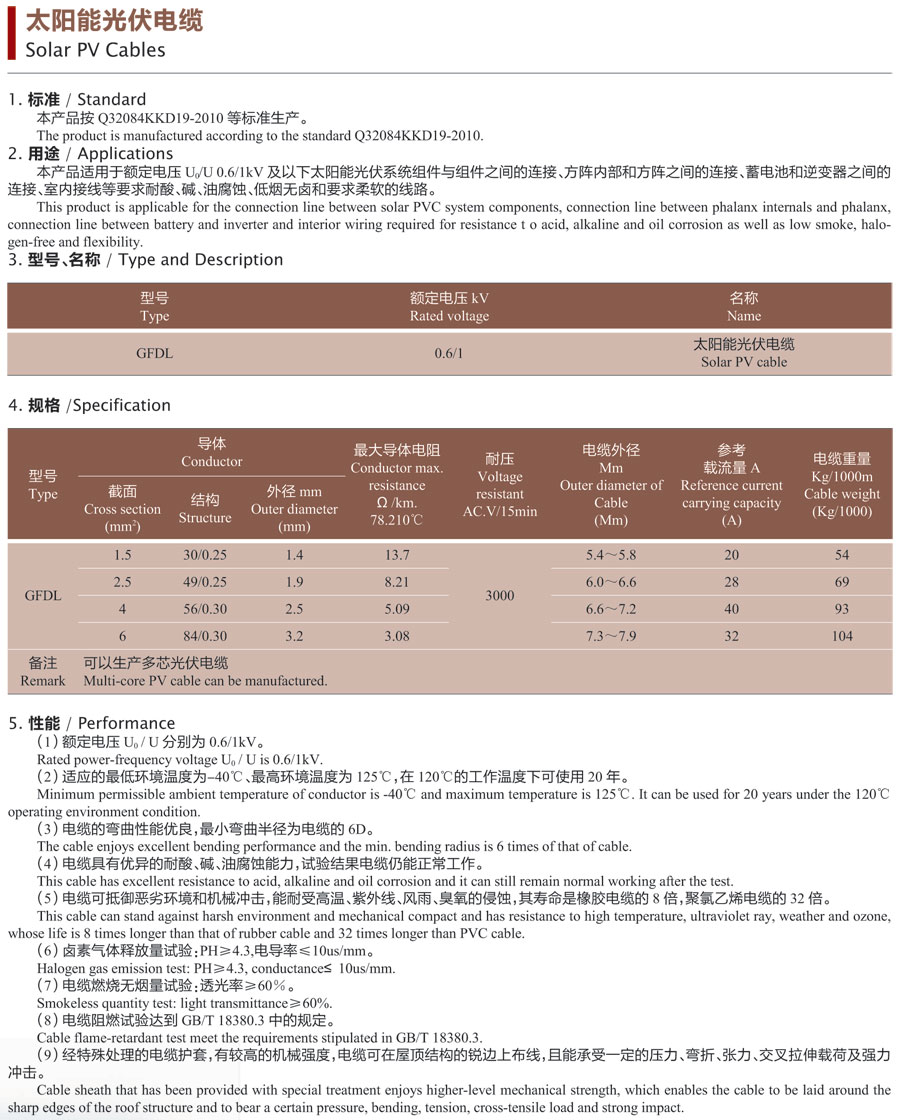 太阳能光伏电缆